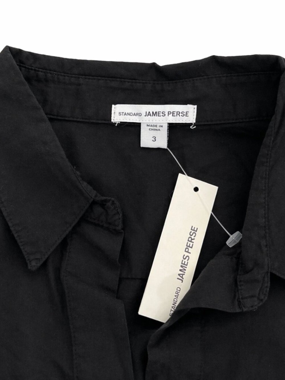 James Perse Black Shirt Size 3 Stretch Side Panels Chic Minimalist Top - Picture 3 of 6